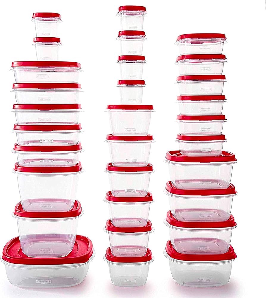 Amazon.com: Rubbermaid 60-Piece Food Storage Containers with Lids, Microwave and Dishwasher Safe, Red Color, Ideal for Meal Prep and Pantry Storage: Home & Kitchen