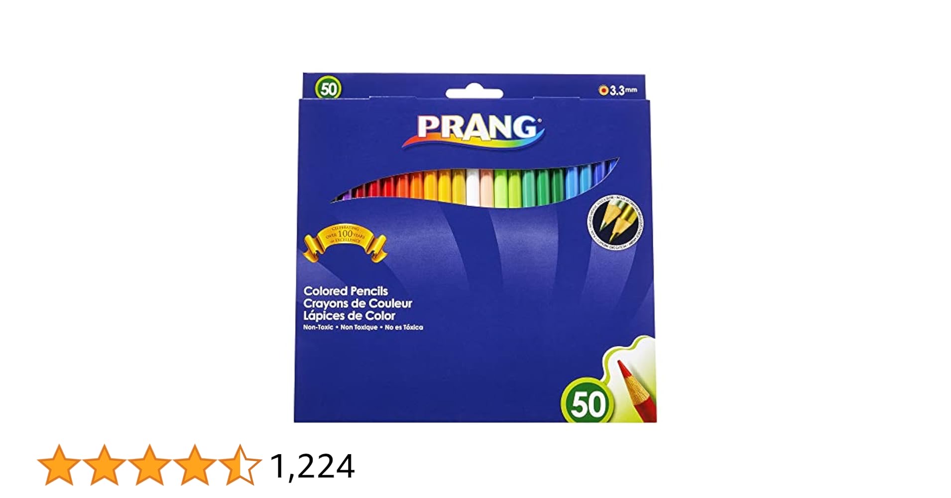 Prang 22480 Colored Woodcase Pencils, 3.3 mm, 50 Assorted Colors/Set