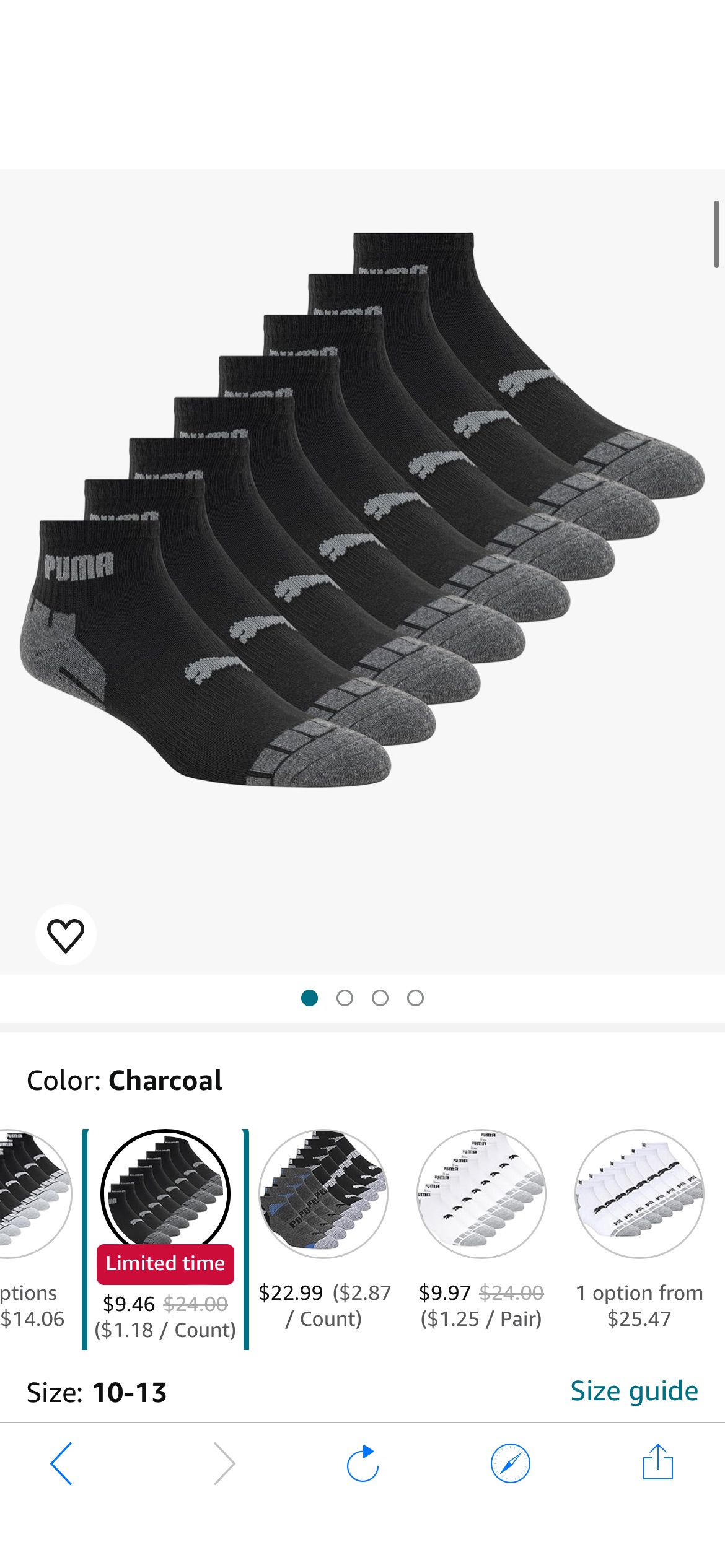 Amazon.com: PUMA Men's 8 Pack Low Cut Socks, Charcoal