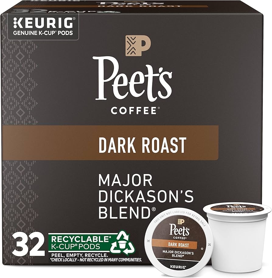 Amazon.com: Peet's Coffee, Dark Roast K-Cup Pods for Keurig Brewers - Major Dickason's Blend 32 Count (1 Box of 32 K-Cup Pods) : Grocery & Gourmet Food