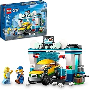 Amazon.com: LEGO City Car Wash 60362 Building Toy Set, Fun Gift Idea for Kids Ages 6+, Features Spinnable Washer Brushes and Includes an Automobile and 2 Minifigures : Toys &amp; Games