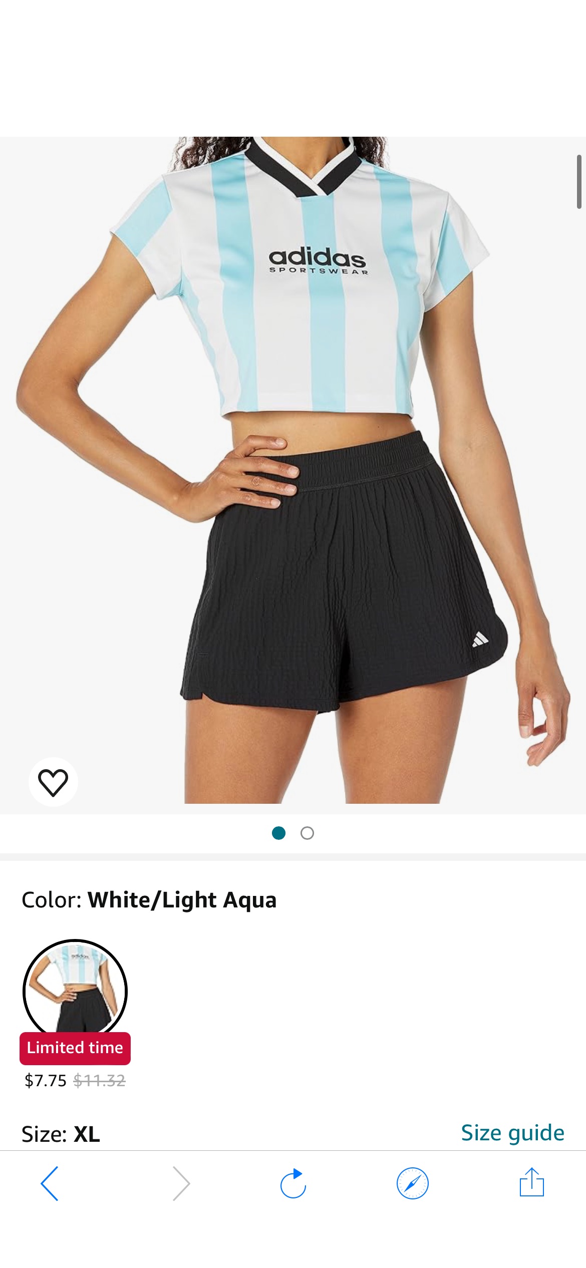 Amazon.com: adidas Women's Tiro Colorblock Cropped Tee, White/Light Aqua, X Large