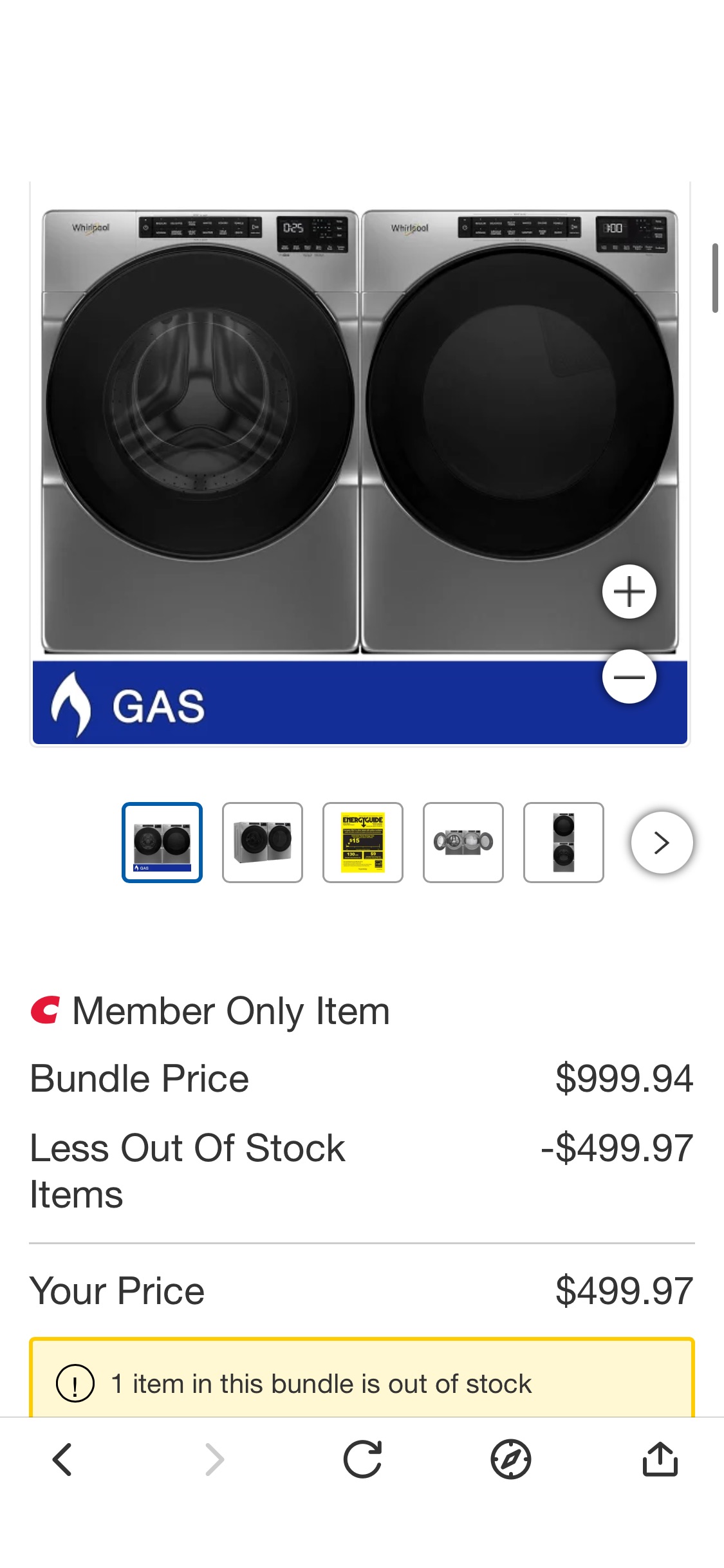 Whirlpool 4.5 cu. ft. Washer and 7.4 cu. ft. GAS Wrinkle Shield Dryer | Costco