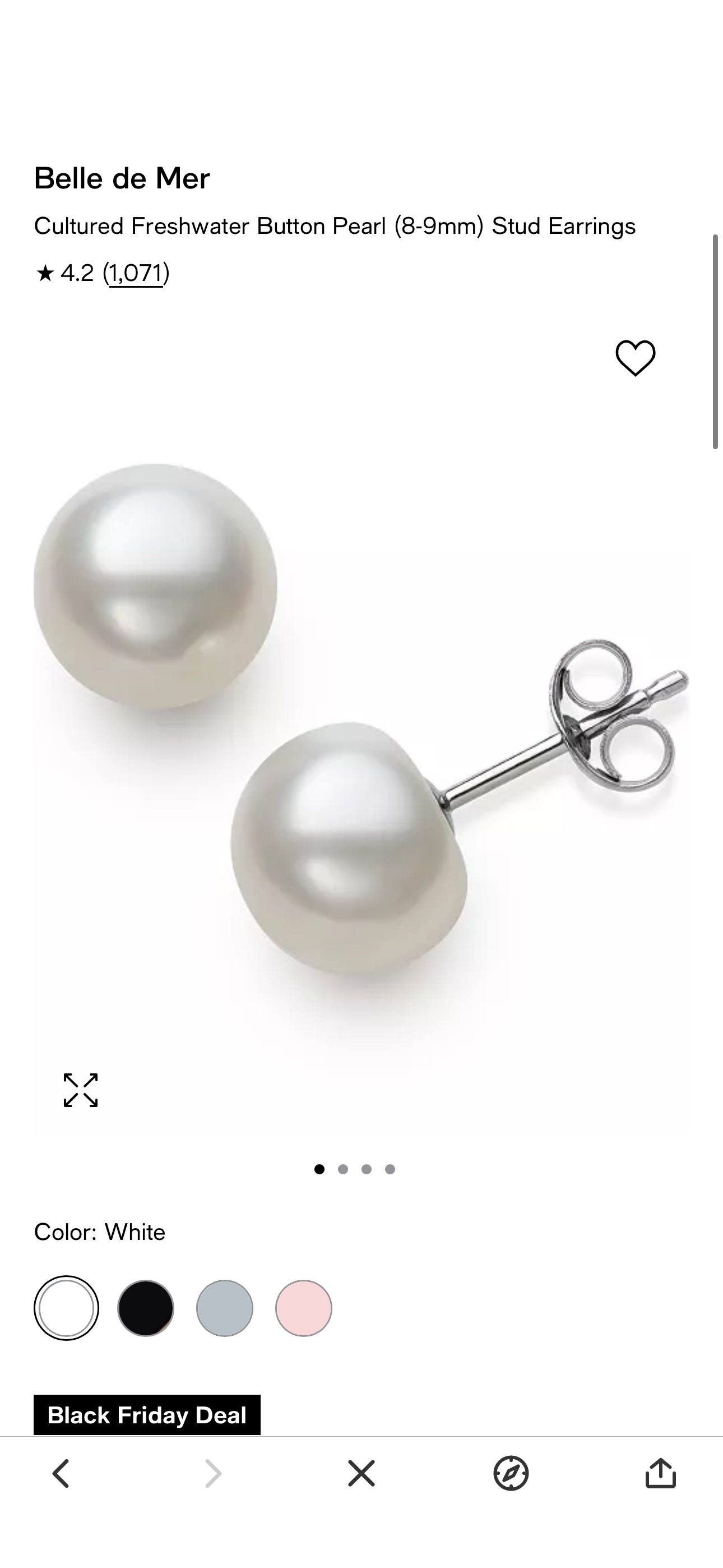 Belle de Mer Cultured Freshwater Button Pearl (8-9mm) Stud Earrings - Macy's