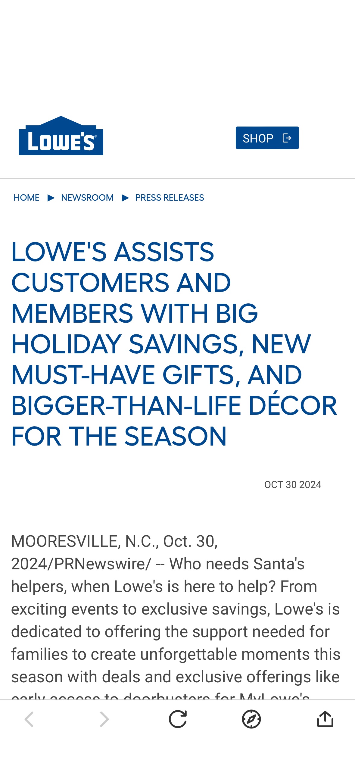 Lowe’s 免费holiday “bucket of gifts”On November 29th