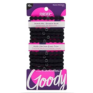 Amazon.com : Goody Ouchless Forever Hair Elastics - 10 Ct, Black, Damage-Free Bands, 3X Stronger Hair Ties, Retainable Shape, 16 Strand Inner Core, Hair Accessories for Women &amp; Men, All 