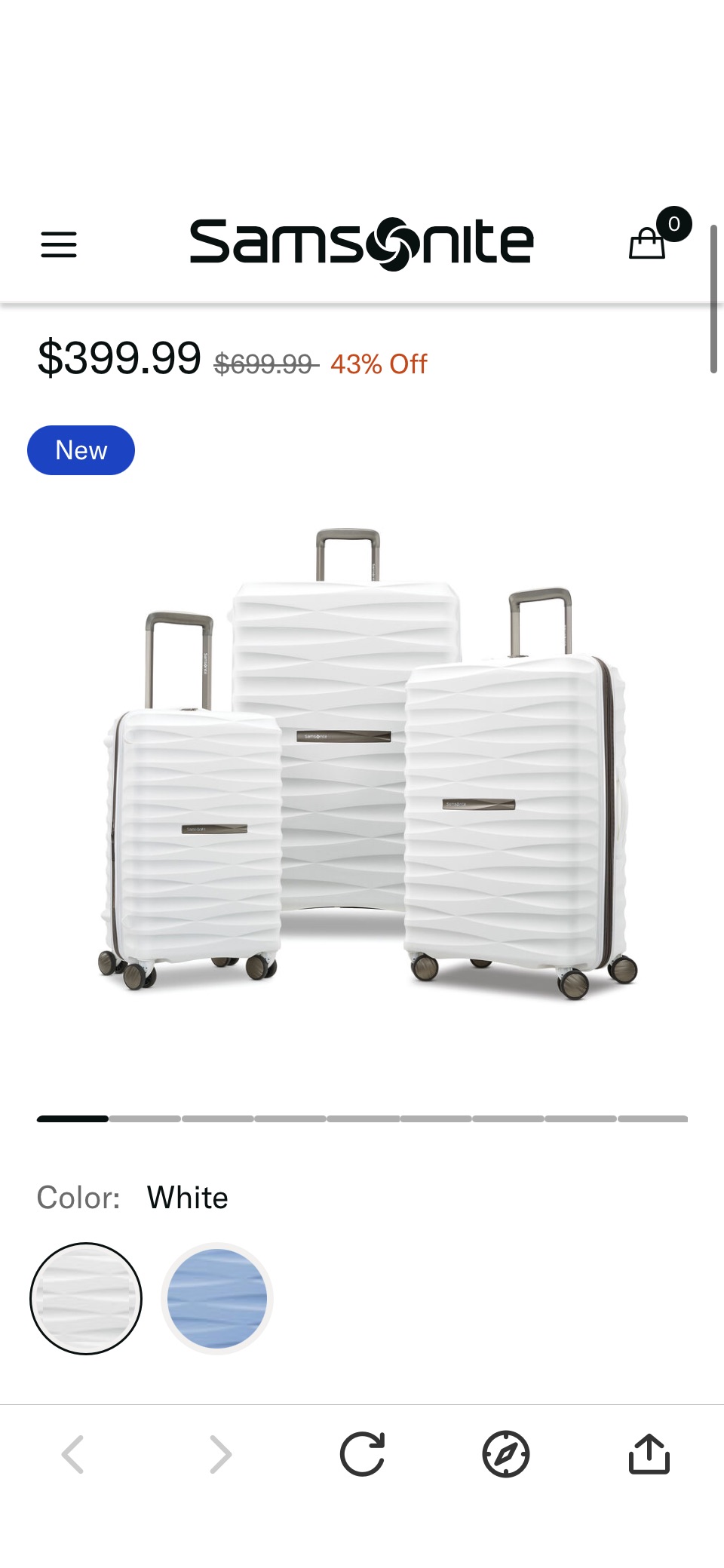 Samsonite has Samsonite Voltage DLX 3 Piece Set White or Blue for $199.99 with code "SETSAVE". Shipping is free.