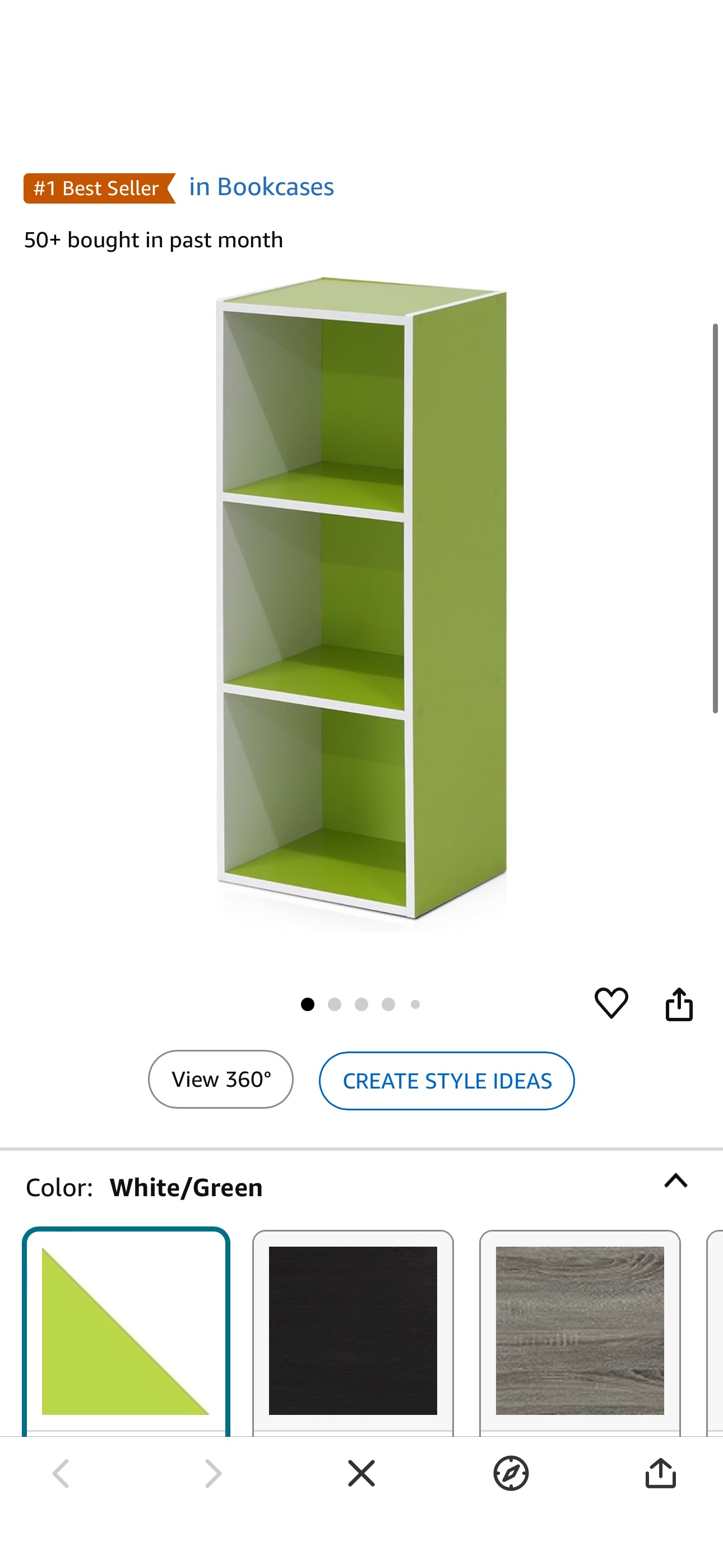 Amazon.com: Furinno Pasir 3-Tier Open Shelf Bookcase, White/Green 11003WH/GR : Home & Kitchen