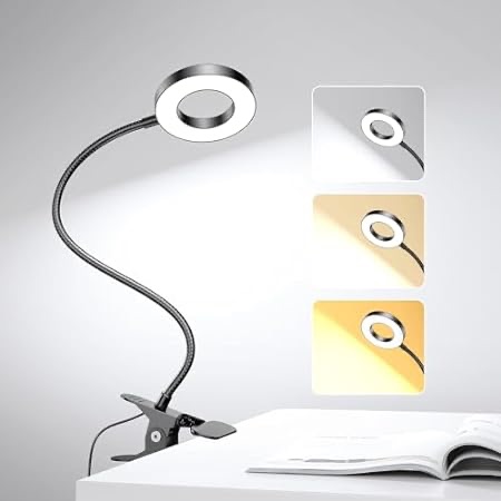 Woputne Desk Clip on Lamp for Reading Home Office, 10 Dimmable Brightness 3 Modes, Clamp Light for Bed Headboard, Craft - Amazon.com