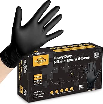 TitanFlex Disposable Nitrile Exam Gloves, 6-mil, Black, Medium 100-ct Box, 