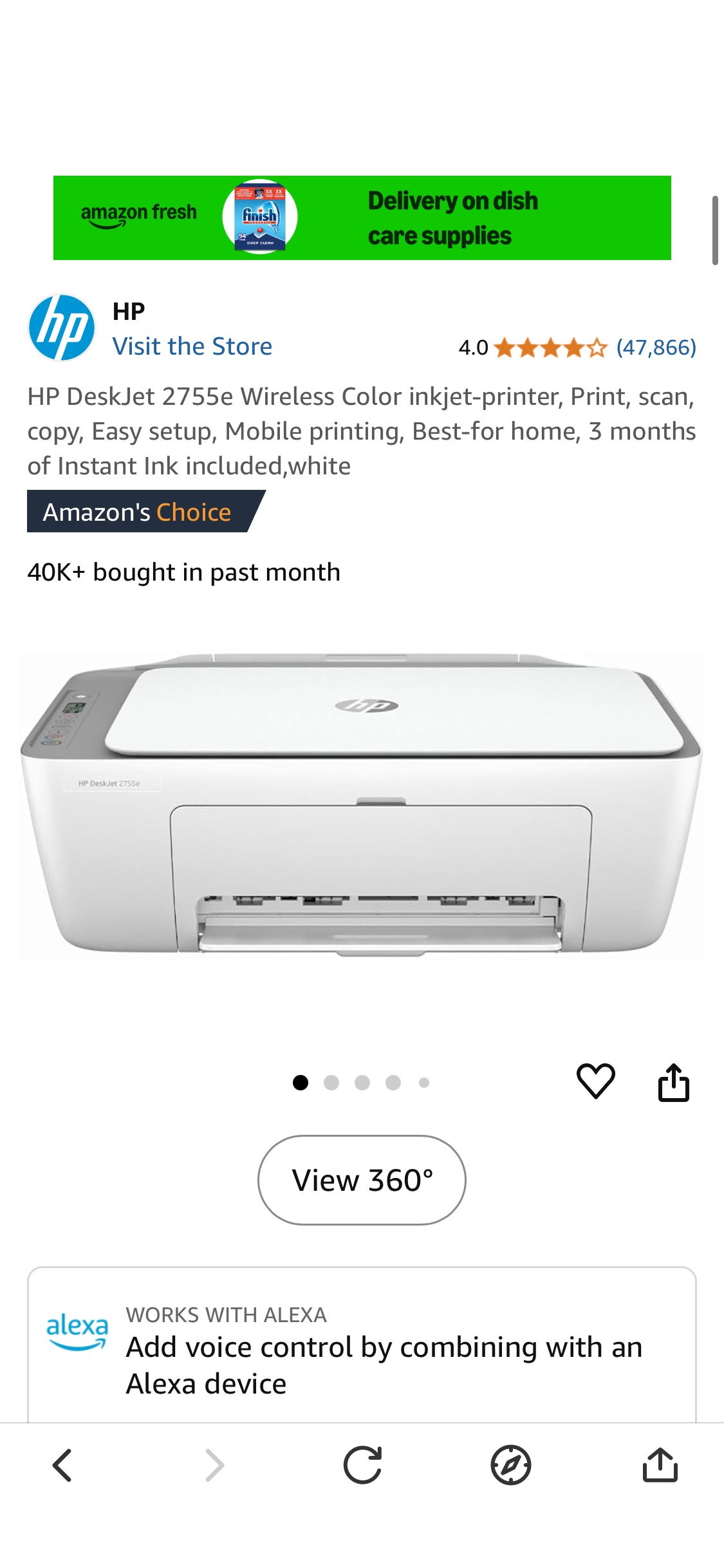 Amazon.com: HP DeskJet 2755e Wireless Color inkjet-printer, Print, scan, copy, Easy setup, Mobile printing, Best-for home, 3 months of Instant Ink included,white : Office Products