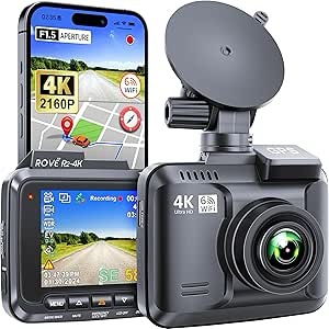 Amazon.com: ROVE R2-4K Dash Cam Built-in WiFi 6 GPS Car Dashboard Camera Recorder with UHD 2160P, 2.4" IPS Screen, 150° Wide Angle, WDR, Night Vision : Electronics