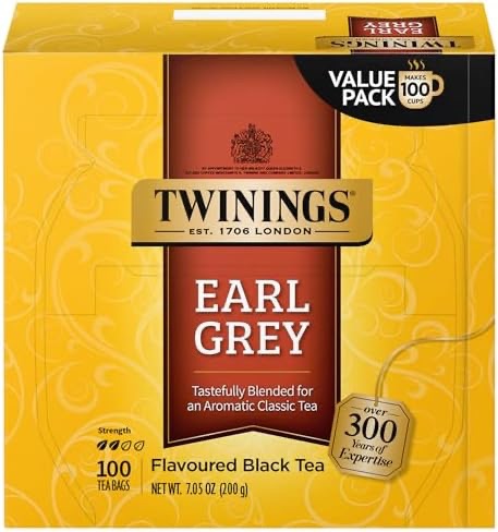 Amazon.com: Twinings Earl Grey Black Tea Individually Wrapped Bags, 100 Count (Pack of 1), Flavoured with Citrus & Bergamot, Caffeinated, Enjoy Hot or Iced | Packaging May Vary