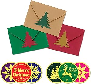 Large Christmas Envelope Stickers for Envelopes and Cards,120Pcs Self-Adhesive Holiday Stickers Merry Christmas Address Labels for Gift Crafts Boxes Bags Presents Decorative : Office Products