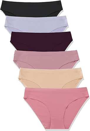 FINETOO 6 Pack Women’s Seamless Hipster Underwear No Show Panties Invisibles Briefs Soft 