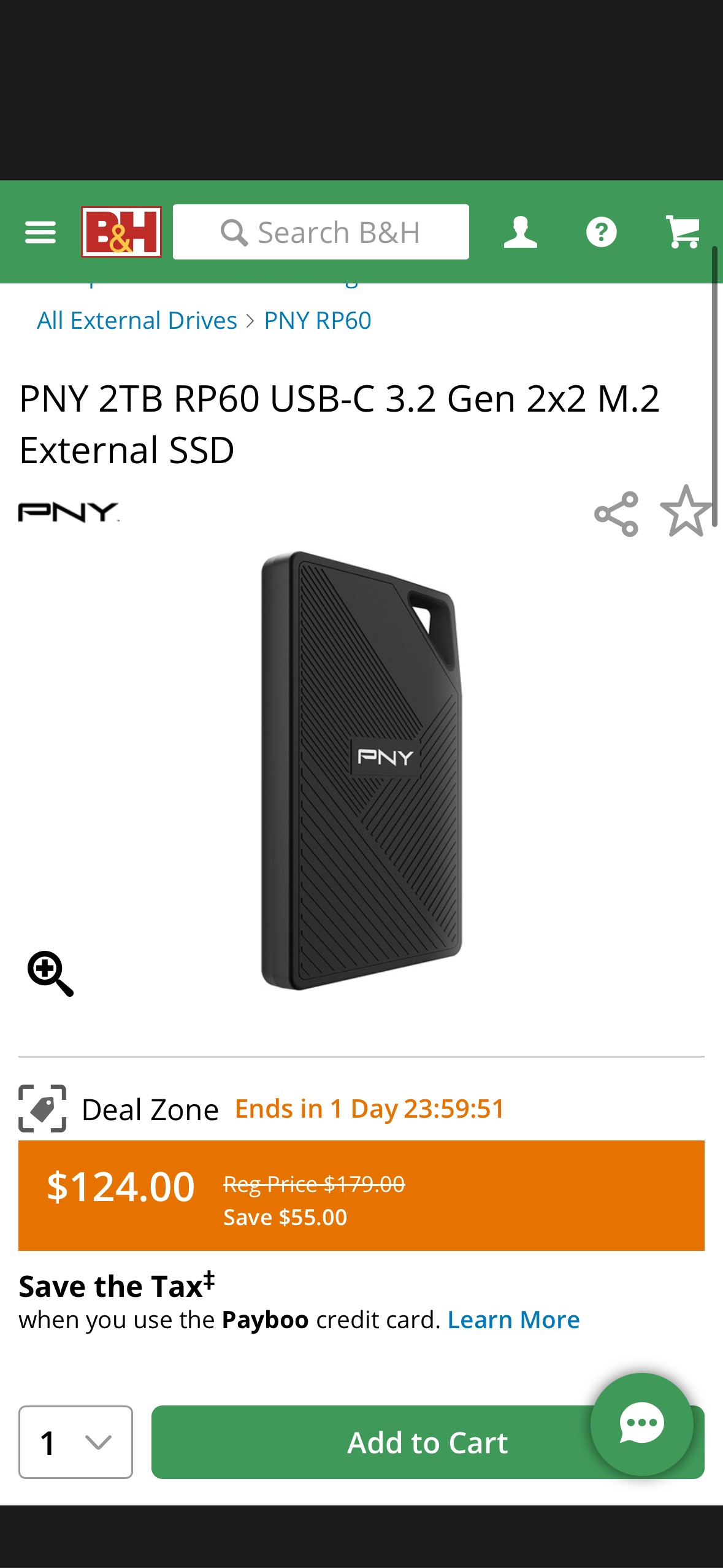 PNY 2TB RP60 USB-C 3.2 Gen 2x2 M.2 External SSD