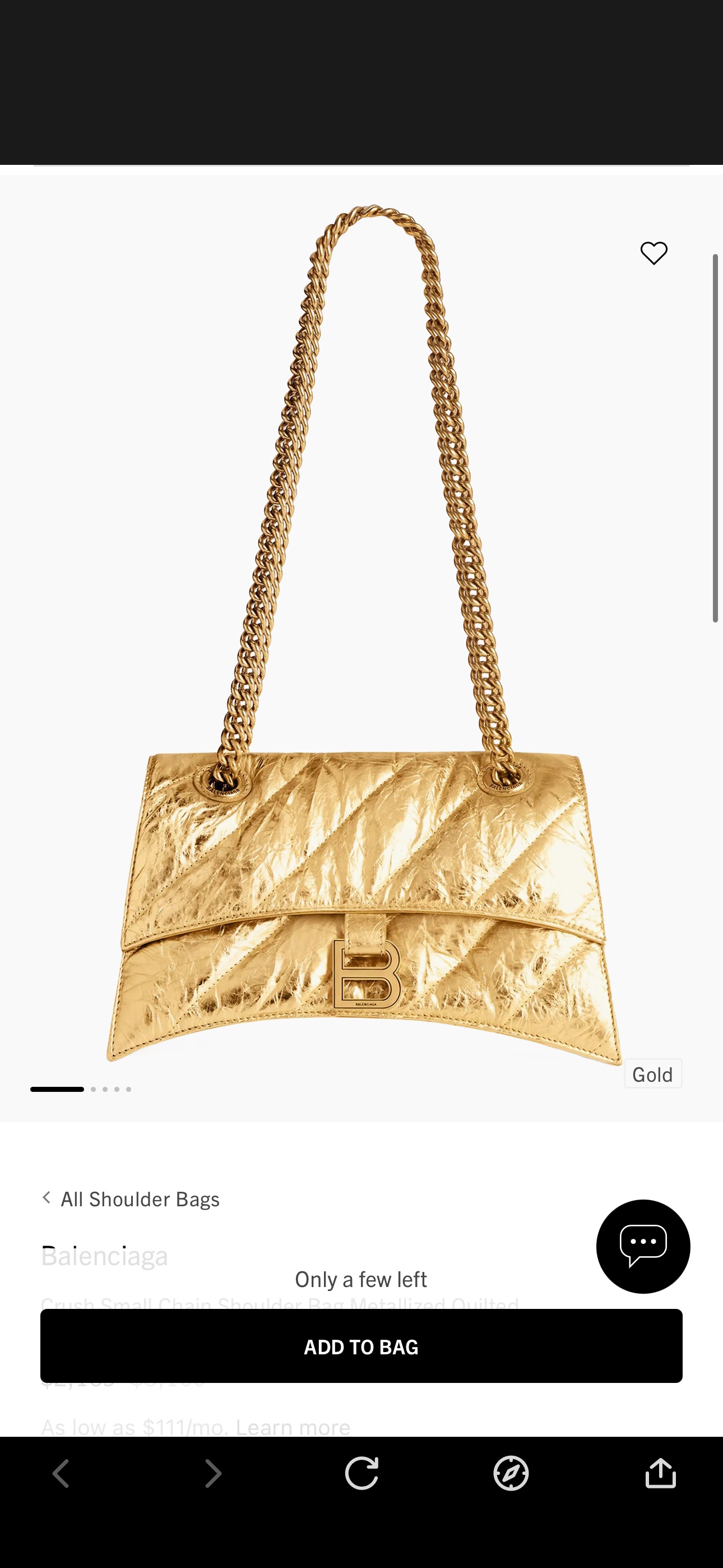 Shop Balenciaga Crush Small Chain Shoulder Bag Metallized Quilted | Saks Fifth Avenue