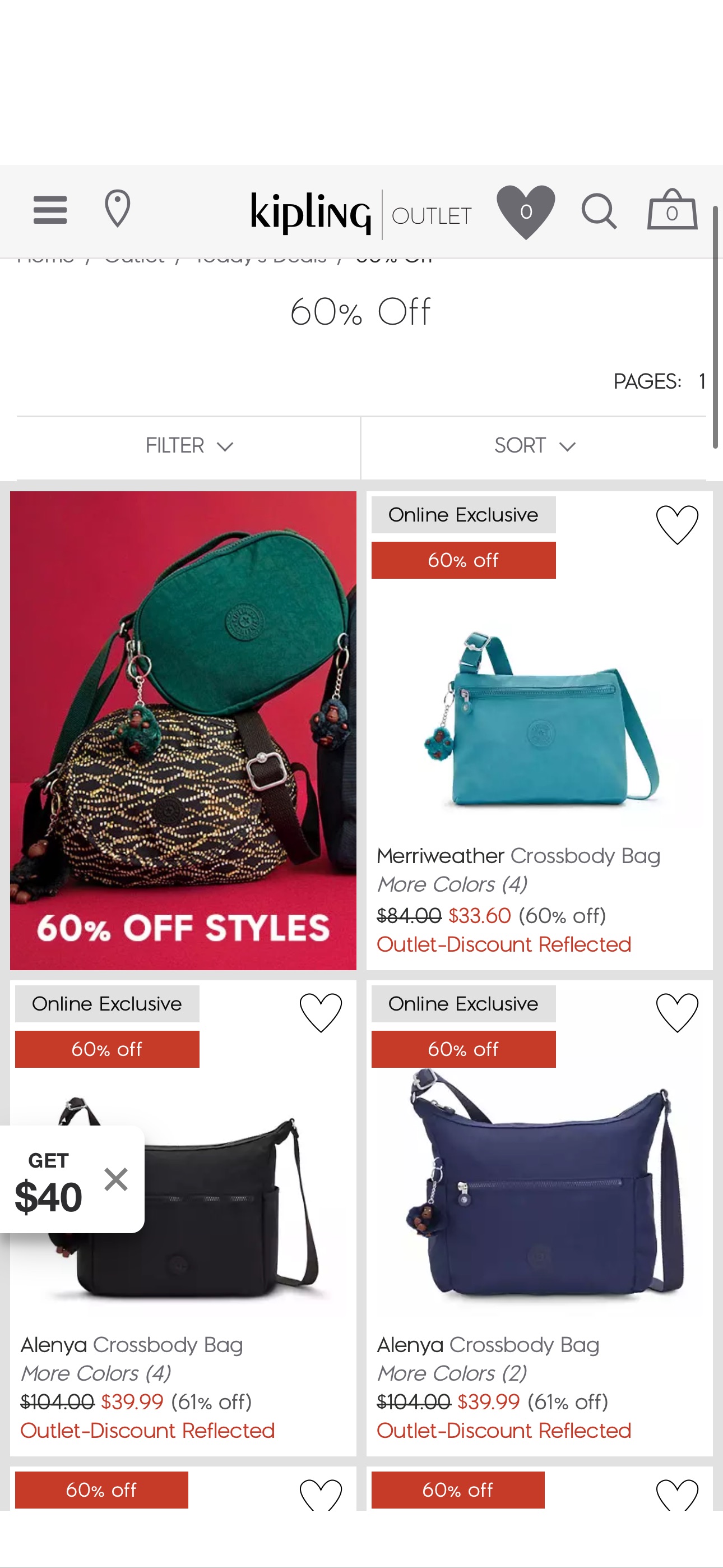 60% Off Outlet styles