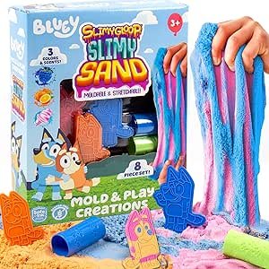 $10.49 Amazon.com: Horizon Group USA Bluey SLIMYGLOOP Slimy Sand Mold & Play Creations, 8-Piece Playset, 3 Scented Colors, Sensory Activity for Kids Ages 3, 4, 5, 6, 7, 8, Multi, Medium : Toys