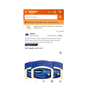 $3.99 Amazon.com: Vaseline Petroleum Jelly Original Provides Dry Skin Relief And Protects Minor Cuts Dermatologist Recommended And Locks In Moisture, 13 Ounce (Pack of 3) : Beauty & Personal Care