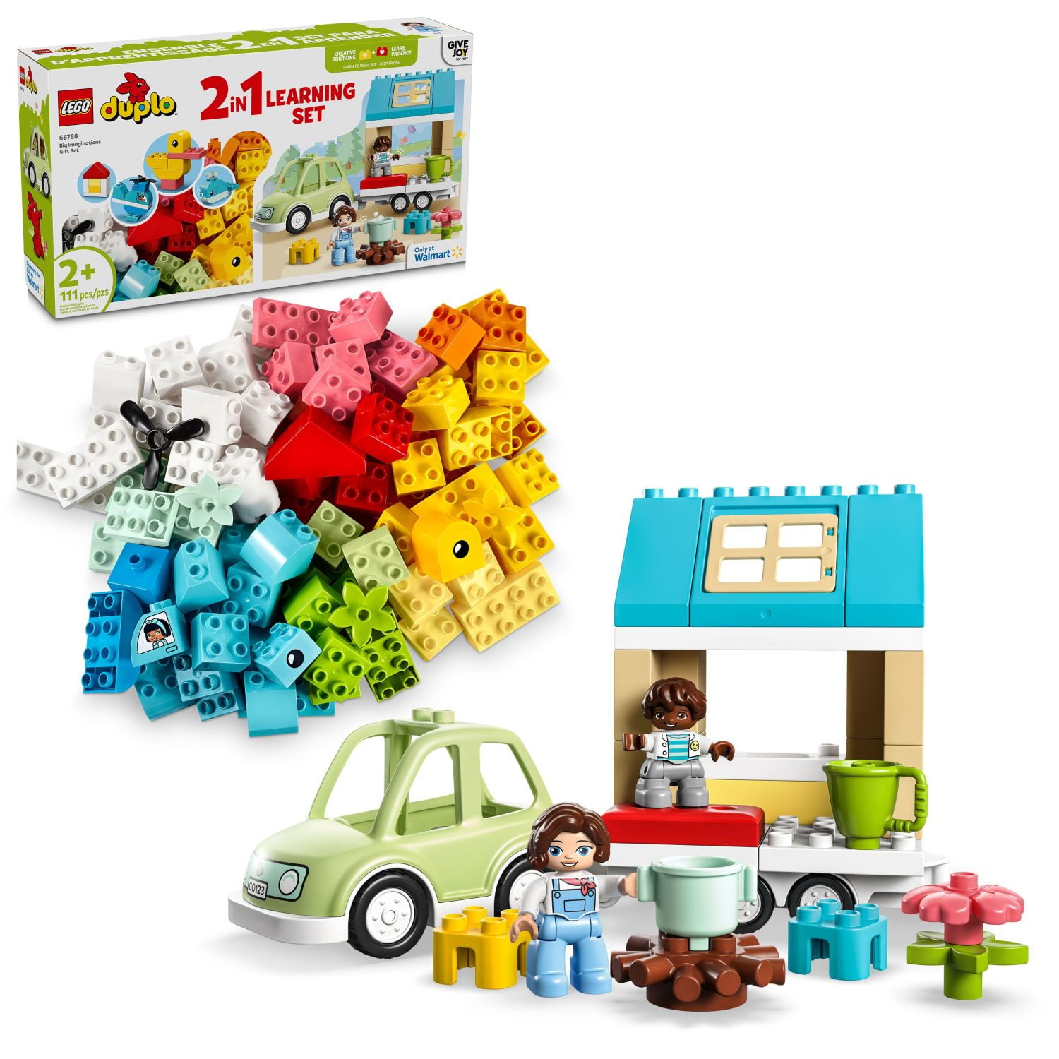 LEGO DUPLO Big Imaginations Gift Set, Contains a Variety of Bricks to Inspire Young Builders Plus a Toy Car &amp; Dollhouse, 66788 - Walmart.com