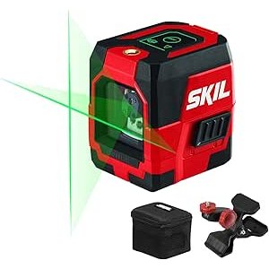 $69.99 Amazon.com: SKIL 65ft. Green Self-leveling Cross Line Laser Level with Horizontal and Vertical Lines, Rechargeable Lithium Battery with USB Charging Port, Clamp & Carry Bag Included - LL