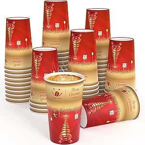  Christmas party cups set (16 ounce 50 packs Red & Green)