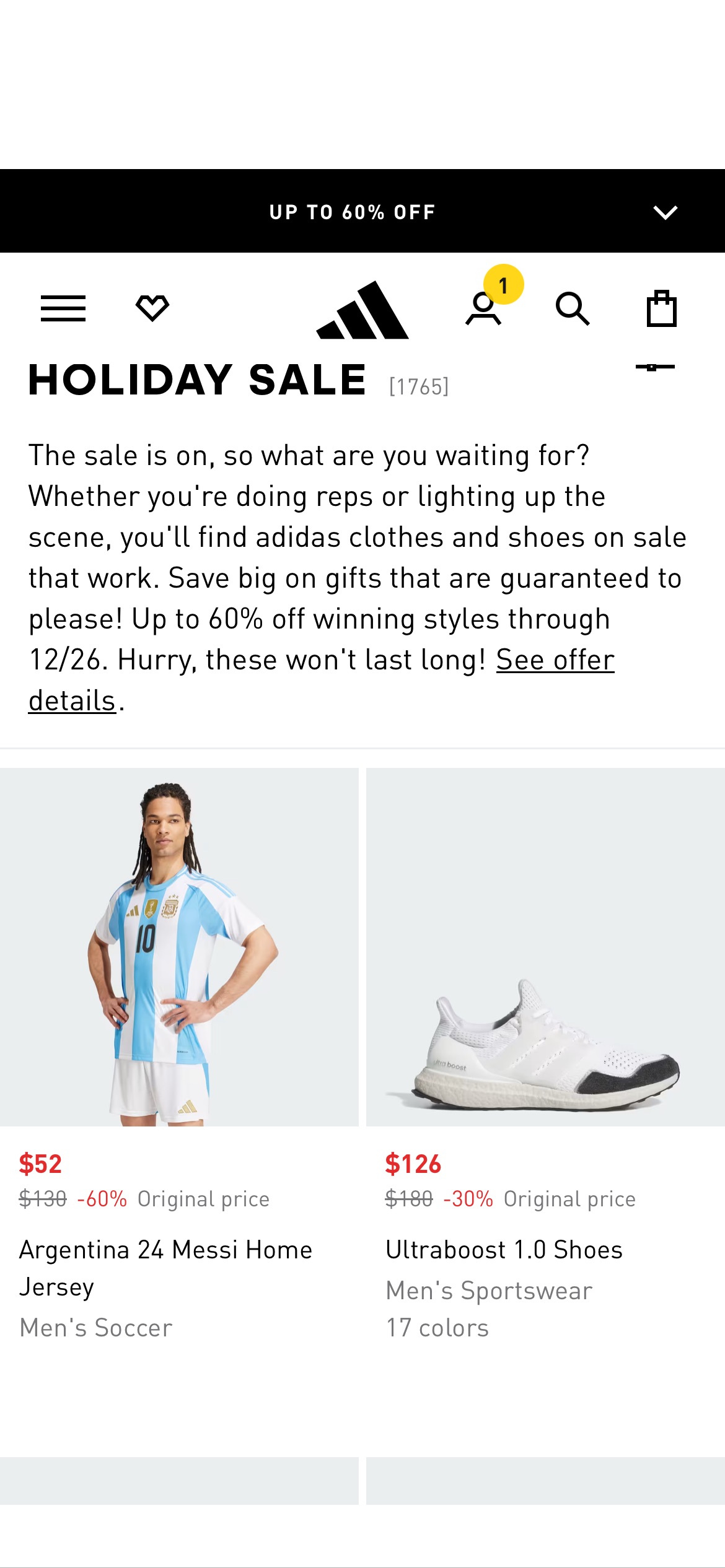 Clothes & Shoes Holiday Sale: Up to 60% Off | adidas US
折扣上新 多了ultraboost