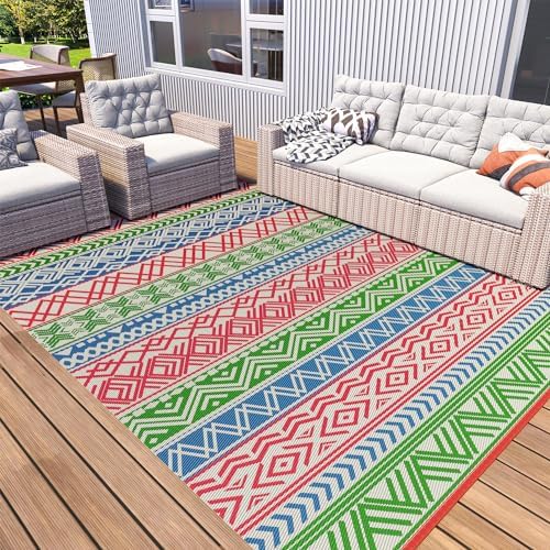 Amazon.com: MontVoo Outdoor Rug Carpet Waterproof-Patio Rug Mat 5x8 Reversible RV Camping Rug Picnic Mat Plastic Straw Outside Rug for Balcony Porch Deck Beach-Boho Outdoor Area Rug for Pati