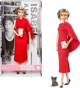 Amazon.com: Barbie Inspiring Women Doll, Isabel Allende Collectible with in Red Dress with Book Accessory &amp; Pet : Toys &amp; Games