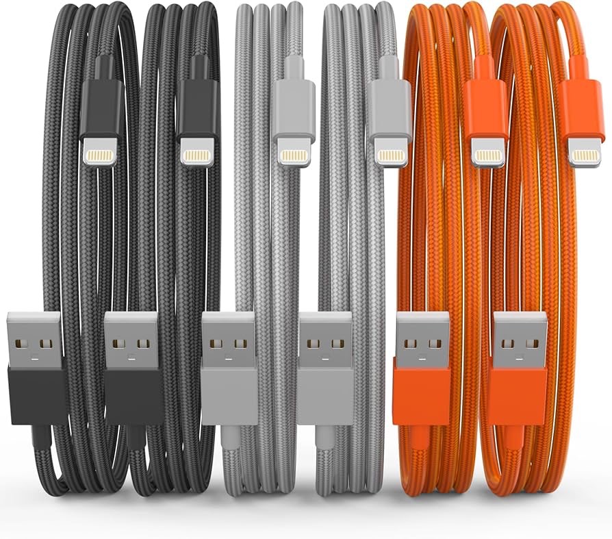 Amazon.com: Lightning Cable [Apple MFi Certified] iPhone Charger 6Pack(3/3/6/6/6/10 FT) Apple Charging Cable 苹果充电线6根4.89