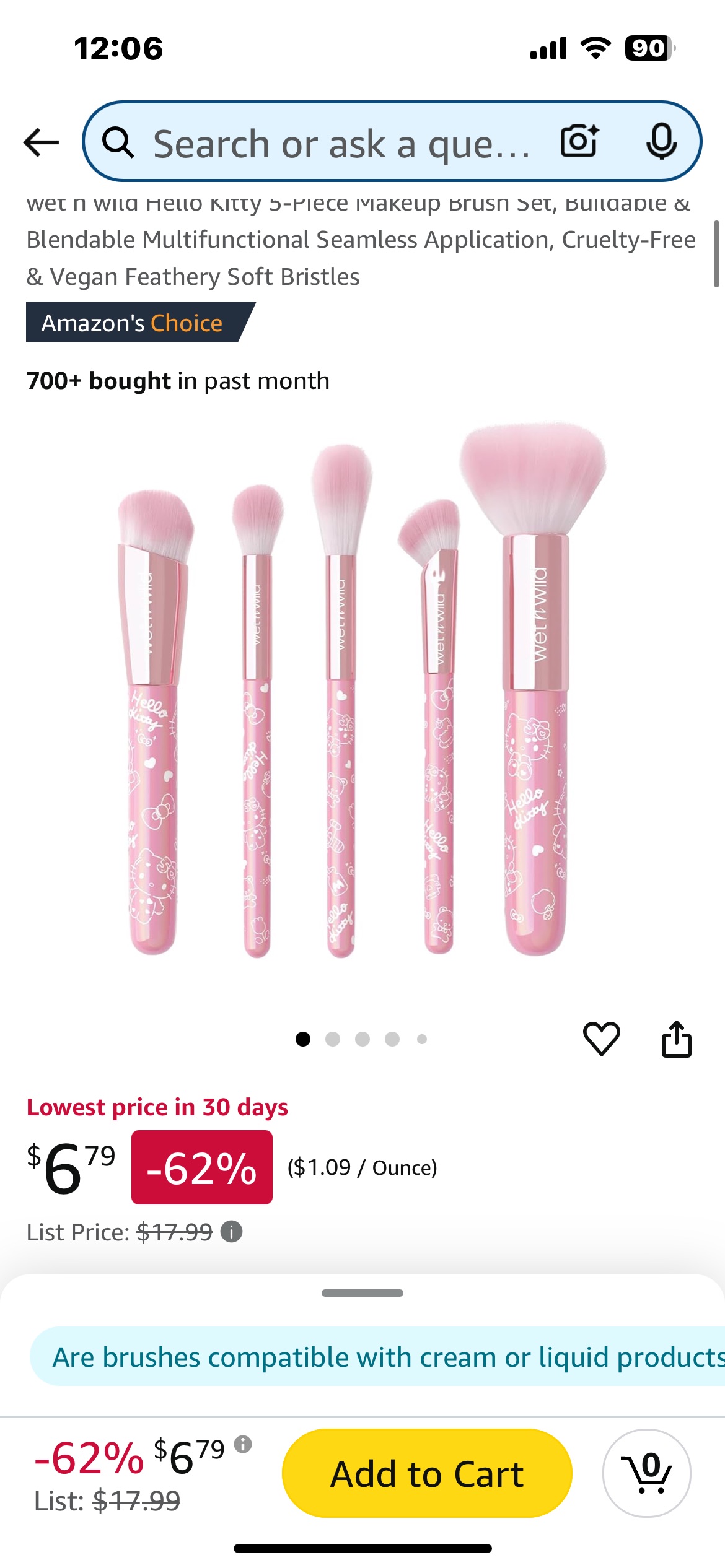 Amazon.com: wet n wild Hello Kitty 5-Piece Makeup Brush Set, Buildable & Blendable Multifunctional Seamless Application, Cruelty-Free & Vegan Feathery Soft Bristles : Beauty & Personal Care