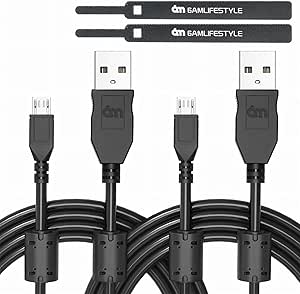 [10FT 2 Pack] PS4 Controller Charging Cable 6amLifestyle, Charge and Play