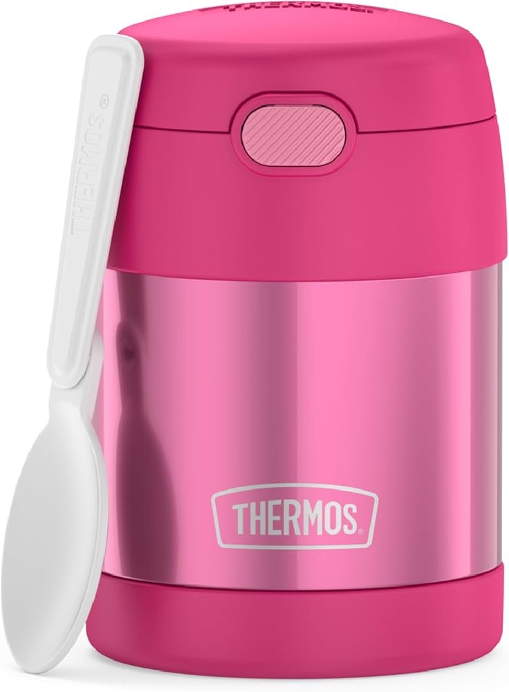 Amazon.com: THERMOS FUNTAINER Insulated Food Jar, 10 Ounce, Kid Friendly Food Jar with Foldable Spoon, Pink : Home & Kitchen
