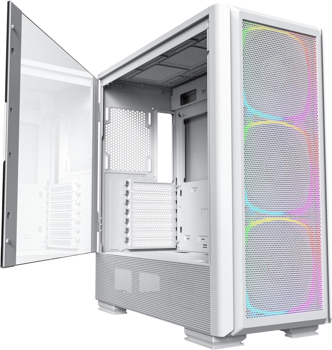 Montech Sky Two GX, E-ATX Mid Tower Case, High Airflow Performance, 3X 140mm PWM ARGB Fans Pre-Installed, Tempered Glass Side Panel, Metal Mesh Front, Type C, Support 4090 GPUs - White - Newegg.ca