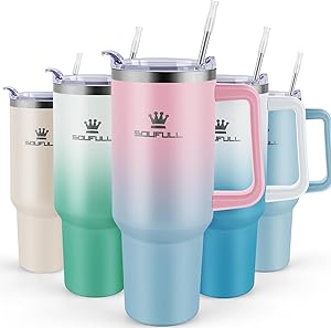 40 oz Tumbler with Handle and Straw, 100% Leak-Proof Travel Coffee Mug