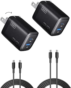 INIU USB C Charger, 2-Pack 30W PD QC 3.0 Dual Port Fast Charging Type C Charger Block with 5ft USB-C Cable