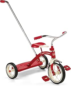 Radio Flyer 34TX Kids Beginner Classic Steel Framed 10 Inch Front Wheel Adjustable Seat Tricycle