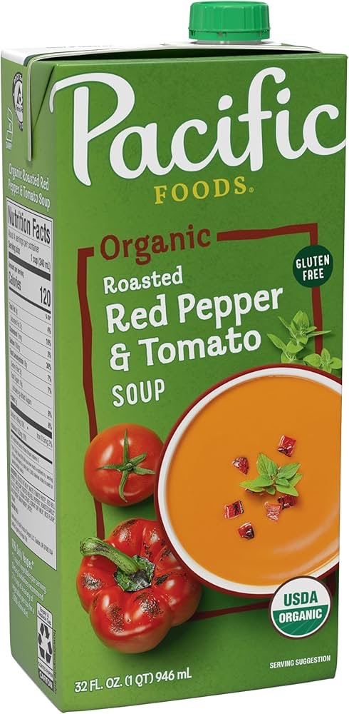 Amazon.com: Pacific Foods Organic Roasted Red Pepper and Tomato Soup, 32 fl oz Carton