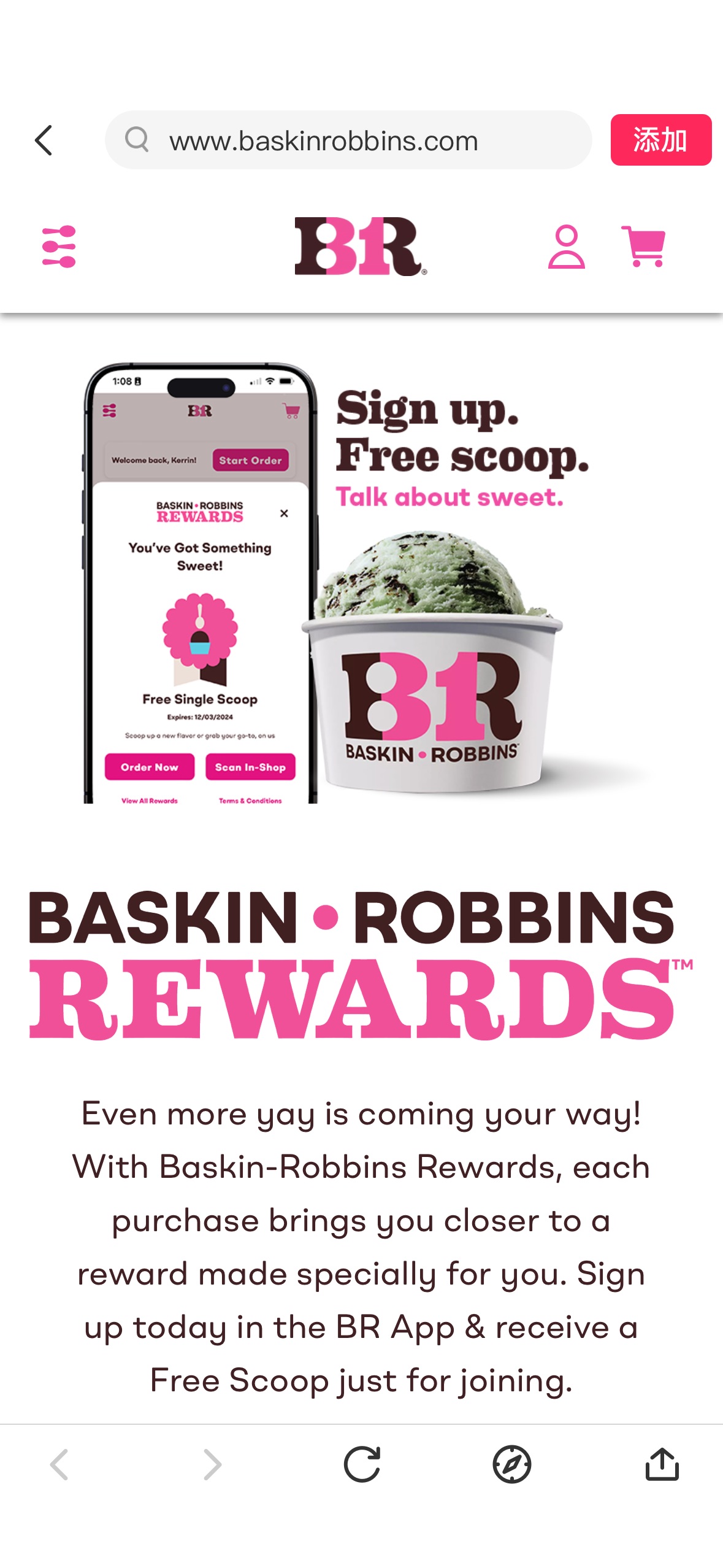 Free Scoop of Ice Cream for NEW Baskin Robbins Rewards Customers
