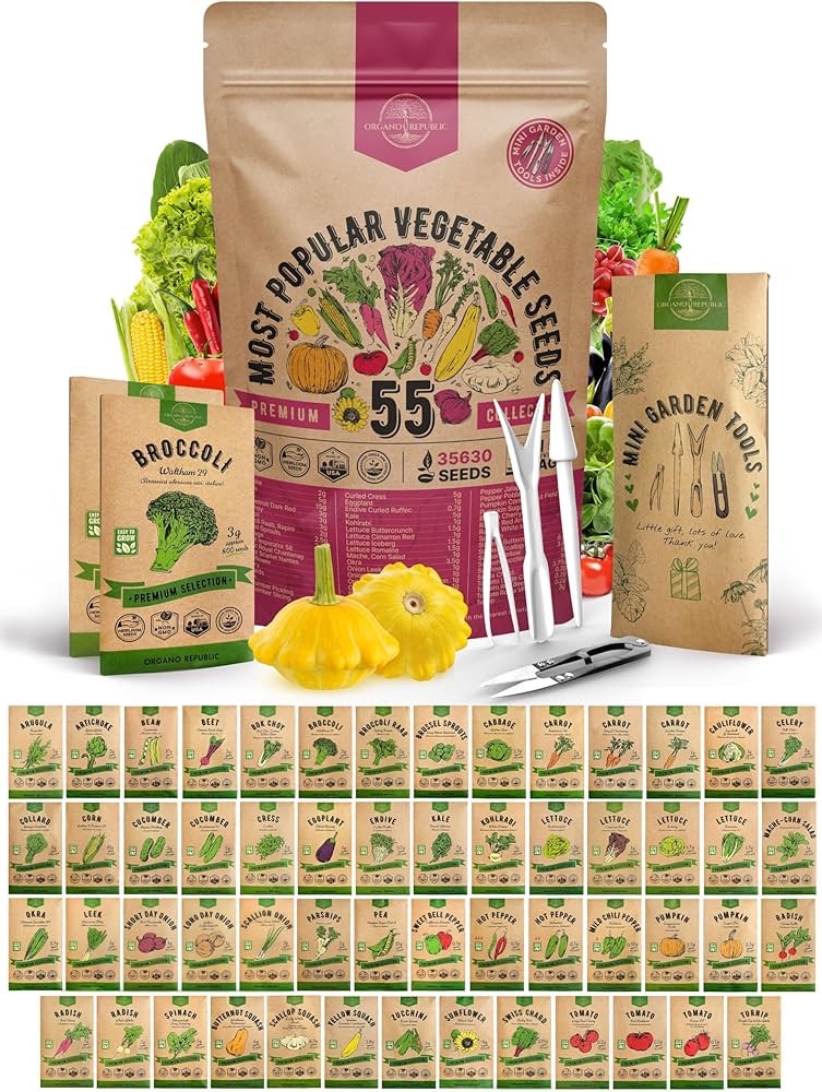 Amazon.com : 55 Vegetable Seeds Variety Pack - 35,600+ Non-GMO Heirloom Seeds for Planting Vegetables and Fruits in Individual Seed Packets, Home Garden Seeds for Hydroponic, Indoor and Outdoors Garde