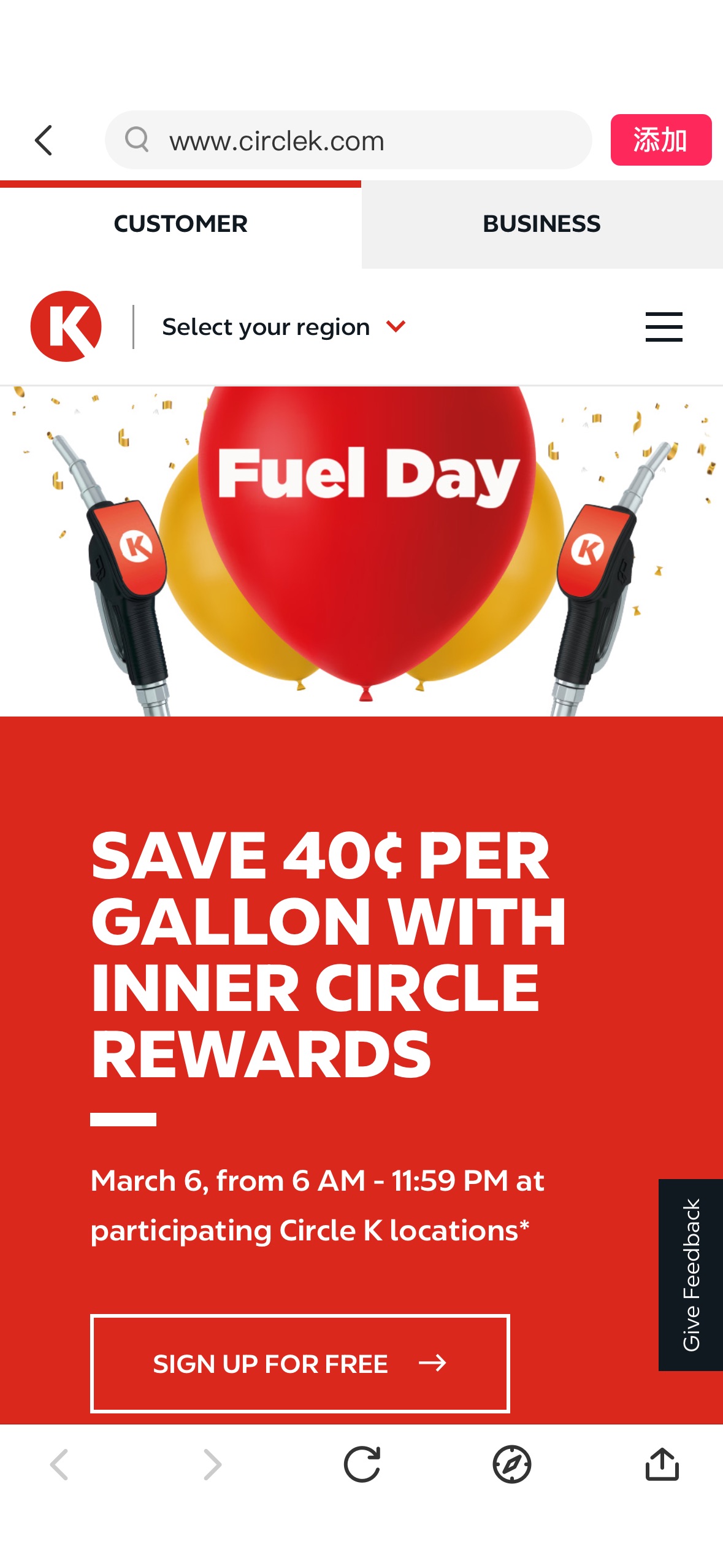 Circle K’s Fuel Day – Save 40¢ Per Gallon!
