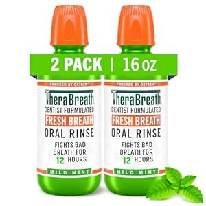 TheraBreath Fresh Breath Mouthwash, Mild Mint Flavor, 16 Fl Oz (2-Pack)