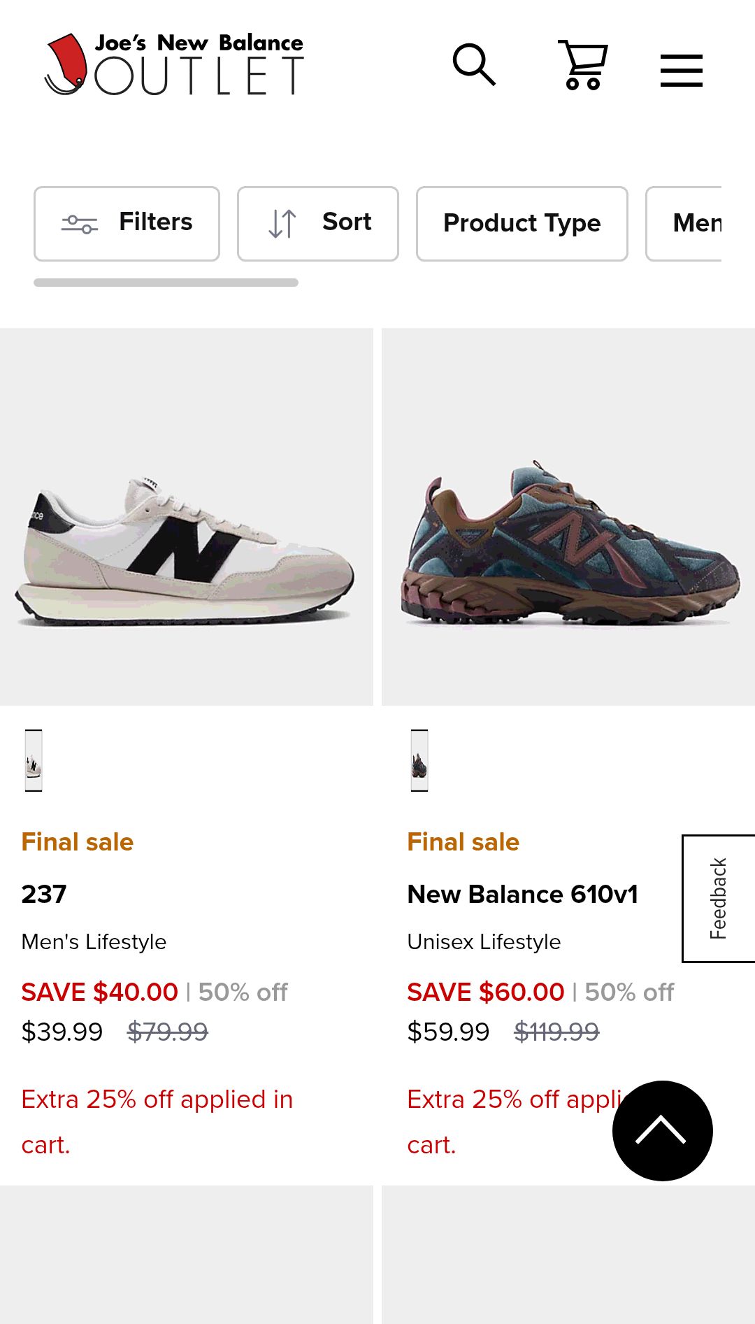new balance 网络奥莱店额外75折