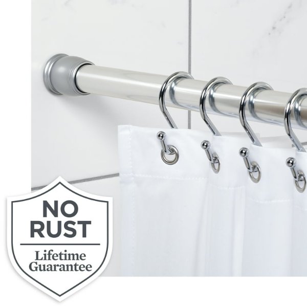 Chrome Easy Hang Rustproof Aluminum Extra Long Shower Curtain Rod, 50" - 86"