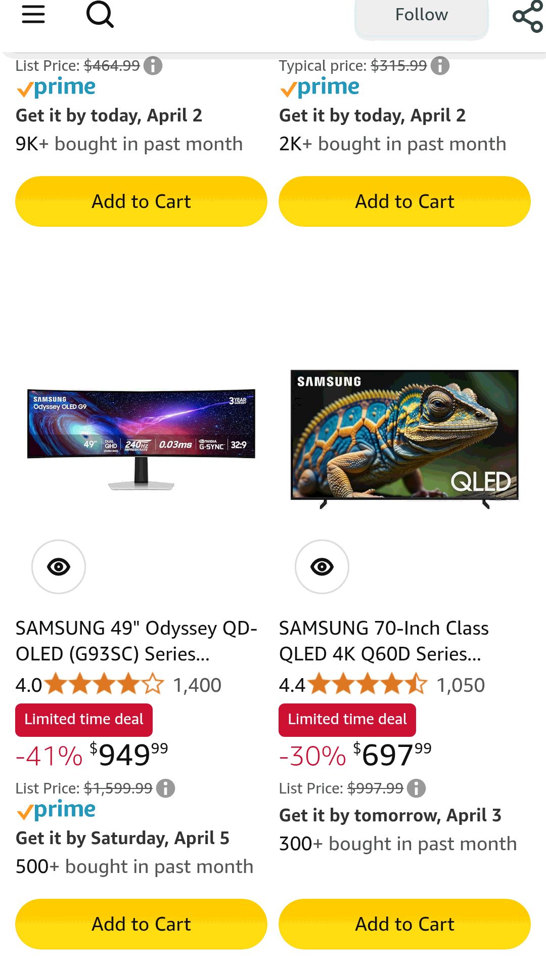 amazon春季大促，samsung多款折扣，显示器，平板，耳机，移动硬盘等低至59折