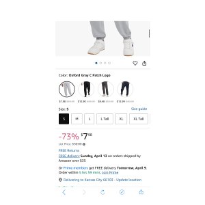 $7.98 Champion Men s Everyday Fitted Ankle Cotton Pants, 31.5  Inseam, Cotton Knit Pants Left Hip  C  Logo, Cotton Warm-Up Pants at Amazon Men’s Clothing store