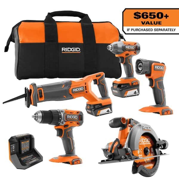 RIDGID 18V 无绳电动工具5件套