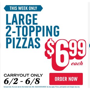  Domino large pizza一周特价活动