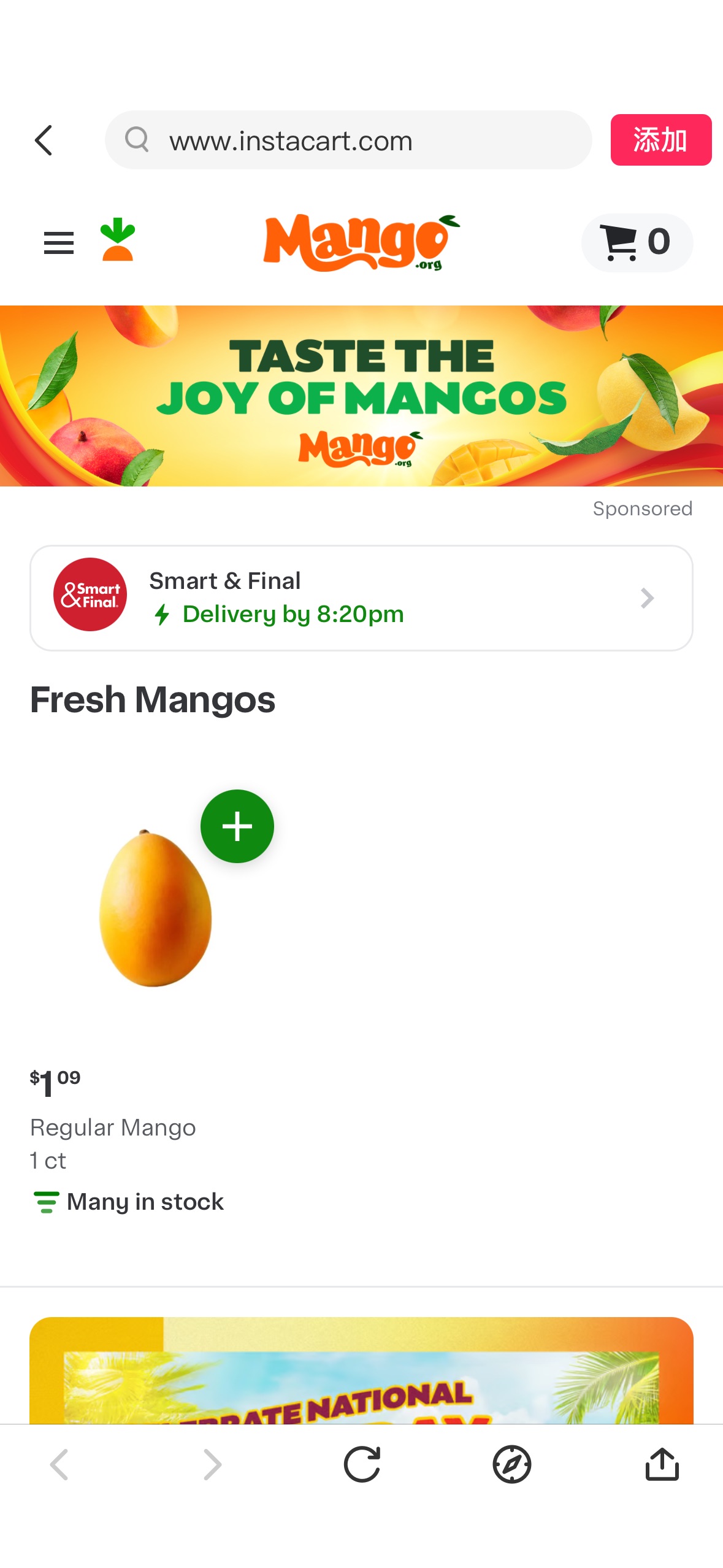 Free Mangos on Instacart (July 22nd)

For one day only, select fresh mangos will be available at no cost through Instacart, while supplies last. * To redeem your free mango, visit Instacart and add th